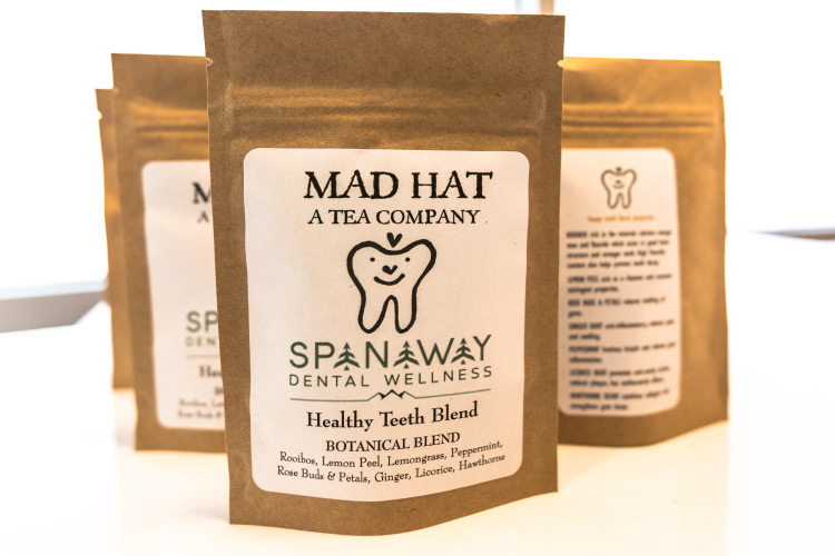 Mad Hat Tea Company Healthy Tooth Blend sold at Elevate Smile Design that is safe to drink after oral surgery